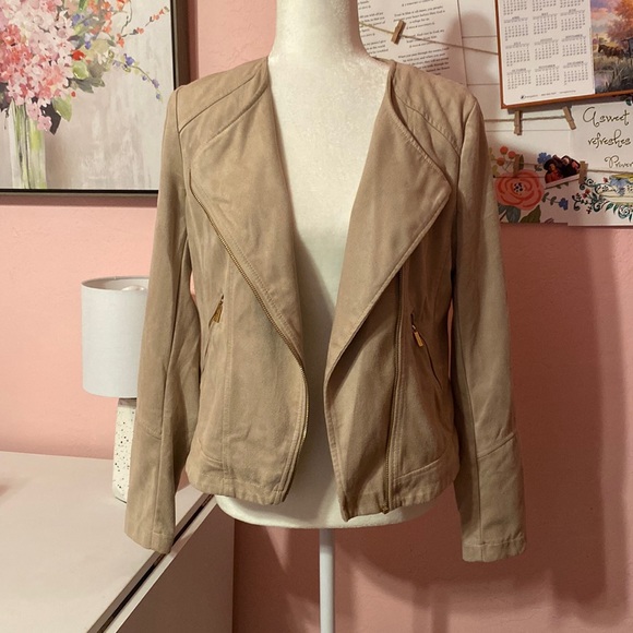 Calvin Klein | Faux Suede Motorcycle Jacket Size Mediun - Picture 2 of 5